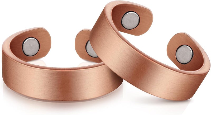 Auramag Copper Rings for Women, Lymph Detox Magnetic Thumb Rings,99.9% Solid Pure Copper Jewelry Gift with Ring Box Products(Set of 2) - Image 1